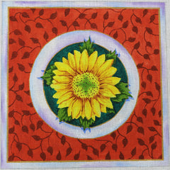 R808 Sunflower on red background