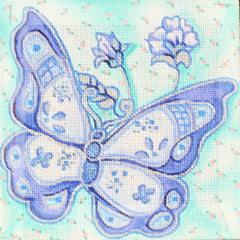 R899 Green Background w/ Blue butterfly