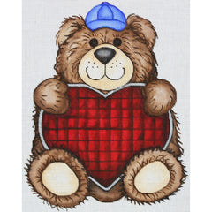 R967 Bear w/ Cap and Red Heart