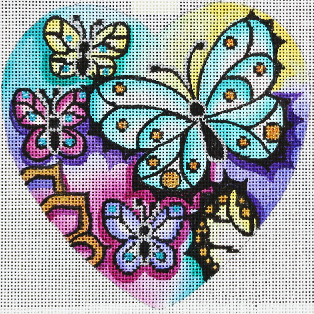 R975 Multicolor Butterfly Heart