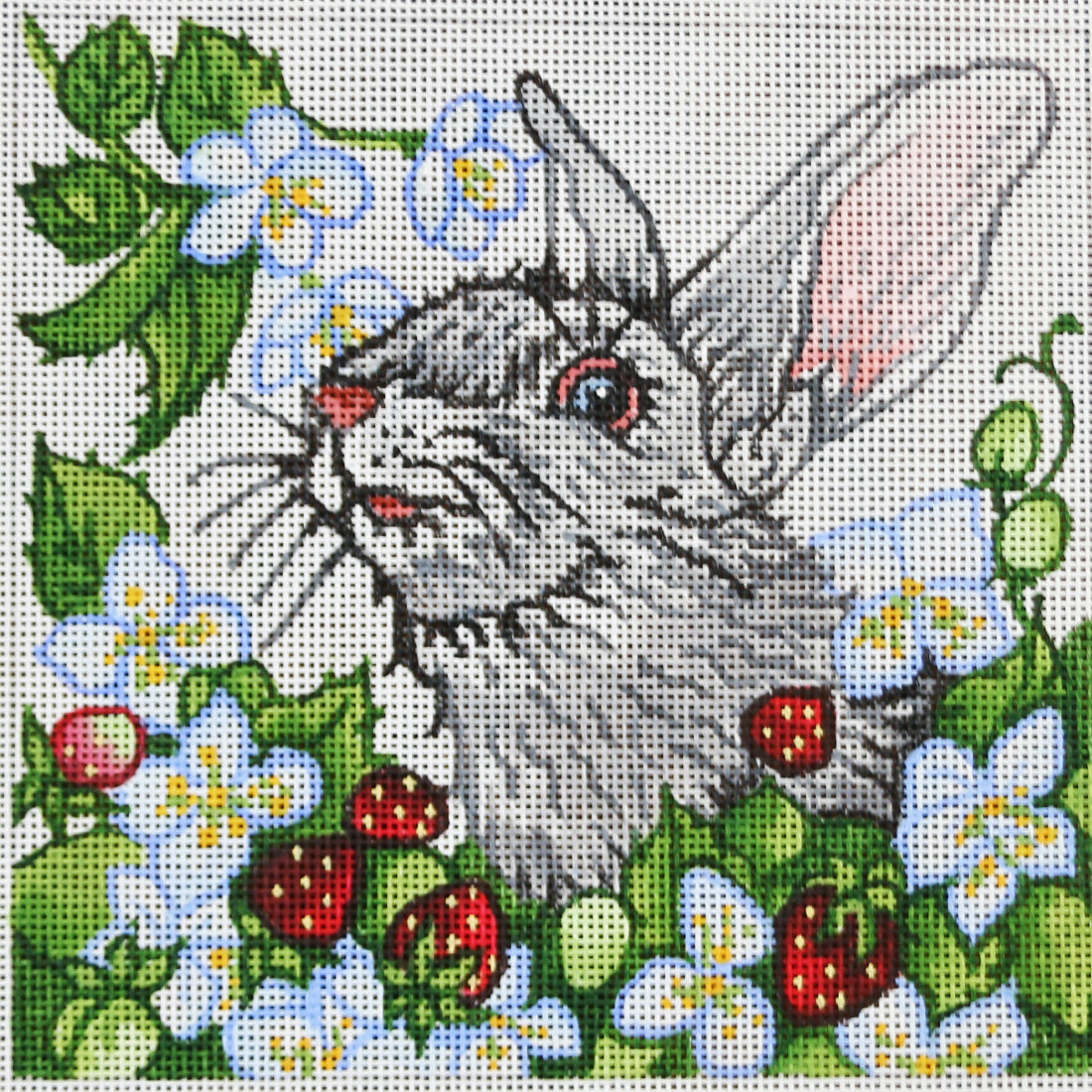 R989 White Bunny in Strawberry Field