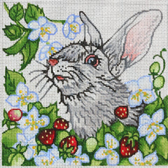 R989 White Bunny in Strawberry Field