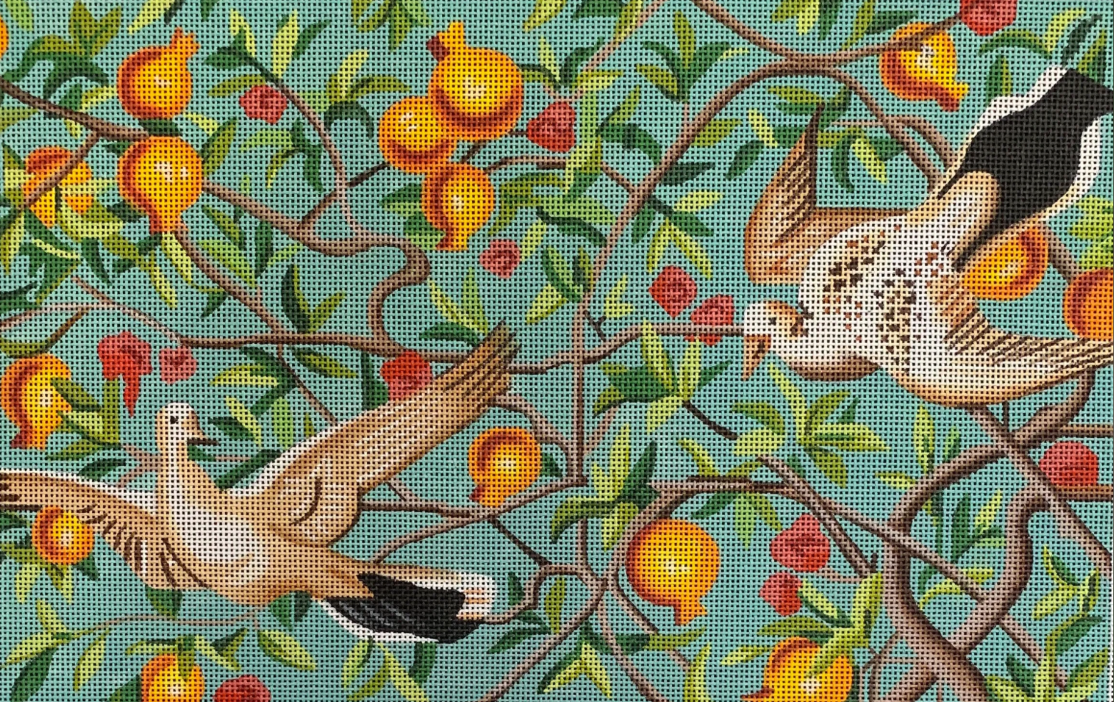 FF313 White Birds with Pomegranates
