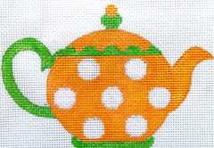 HB-300 Orange and White Polka Dot Teapot