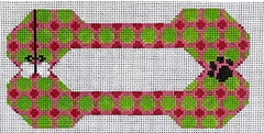 BP-86 Paw and Bone Dog Bone - Green and Fuchsia