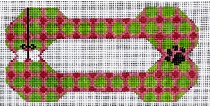 BP-86 Paw and Bone Dog Bone - Green and Fuchsia