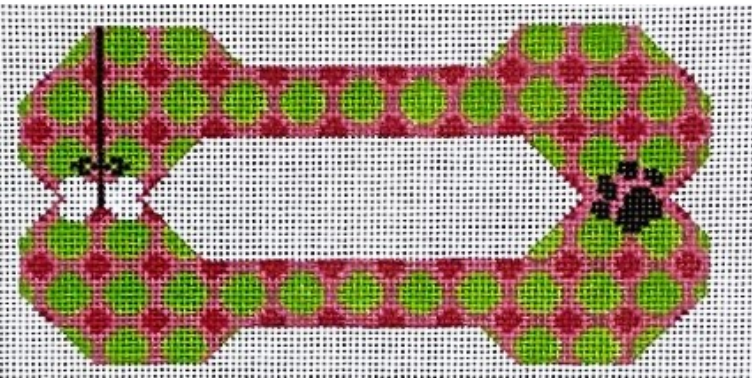 BP-86 Paw and Bone Dog Bone - Green and Fuchsia