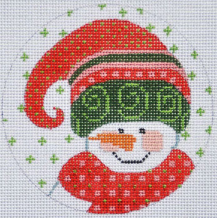 CH-330 Green and Pink Snowman Ornament