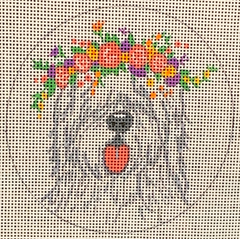 JA-02 English Sheepdog with Flower Crown