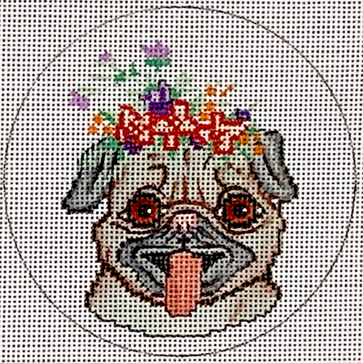 JA-06 Happy Pug with Flower Crown