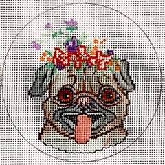 JA-06 Happy Pug with Flower Crown