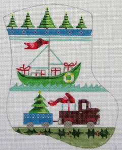 D-11 Boy's Mini Stocking - Sailboat and Truck