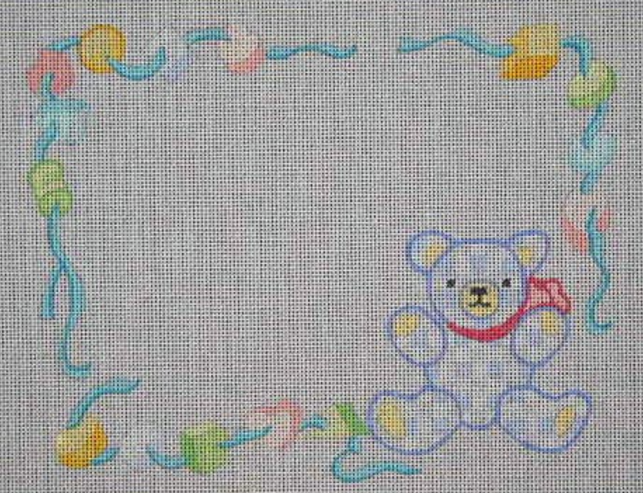 J-09 Blue Plaid Teddy Bear Birth Announcement
