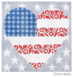 KB250 Floral Flag - Stars and Stripes Heart