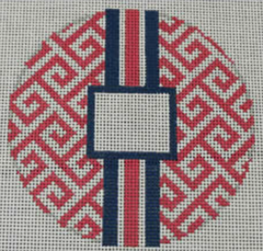 O169C Greek Key Monogram Insert Pink/Navy