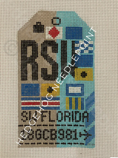 RSW-237R Hedgie Needlepoint Luggage Tag- RSW Airport