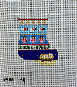 5486  SR- Susan Roberts Lamb, Angels, Jesus Stripe - Mini Stocking