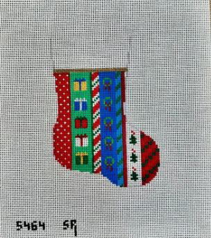 5464  SR- Susan Roberts Presents, Vertical Stripe, Mini Stocking
