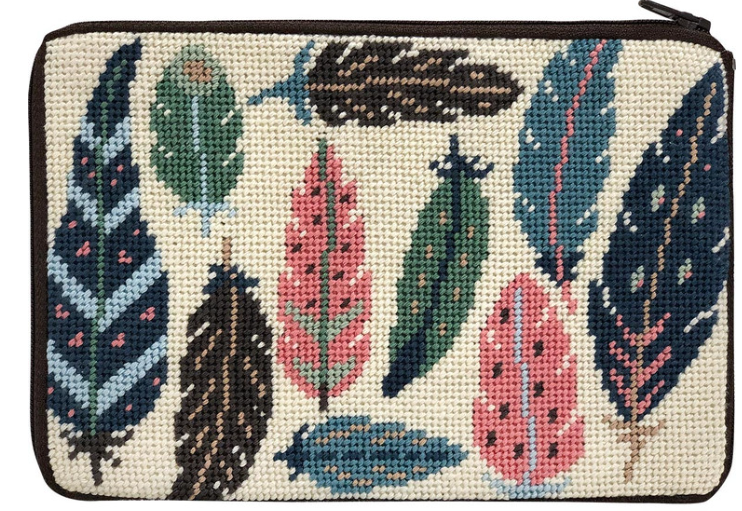 SZ634 Animal Feathers Purse - Stitch N' Zip Cosmetic Purse
