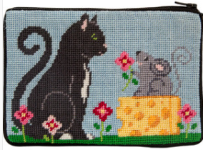 sz619 Cat & Mouse Purse - Stitch N' Zip Cosmetic Purse