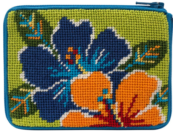 SZ631 Bright Hibiscus Purse - Stitch N' Zip Cosmetic Purse