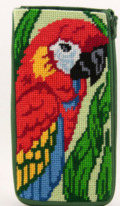 SZ443 Parrott Stitch N' Zip Eyeglass Case