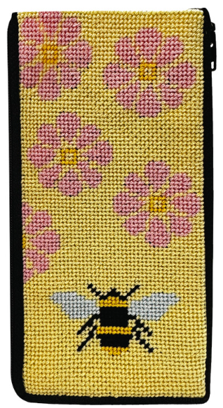 SZ3019 Flowers & Bee Stitch N' Zip Eyeglass Case