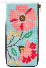 SZ3000 Pink Flowers Stitch N' Zip Eyeglass Case
