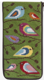 SZ474 Birds of Color Stitch N' Zip Eyeglass Case