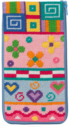 SZ482 Patchwork Stitch N' Zip Eyeglass Case