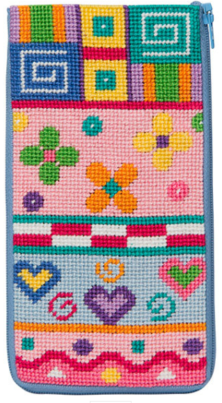 SZ482 Patchwork Stitch N' Zip Eyeglass Case