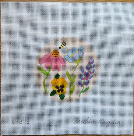 KKO275 Flowers 2 on Pink - 18 mesh 4 x 4