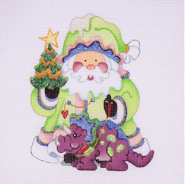 COSA 53 Squatty Santa Green Santa with Dinosaur