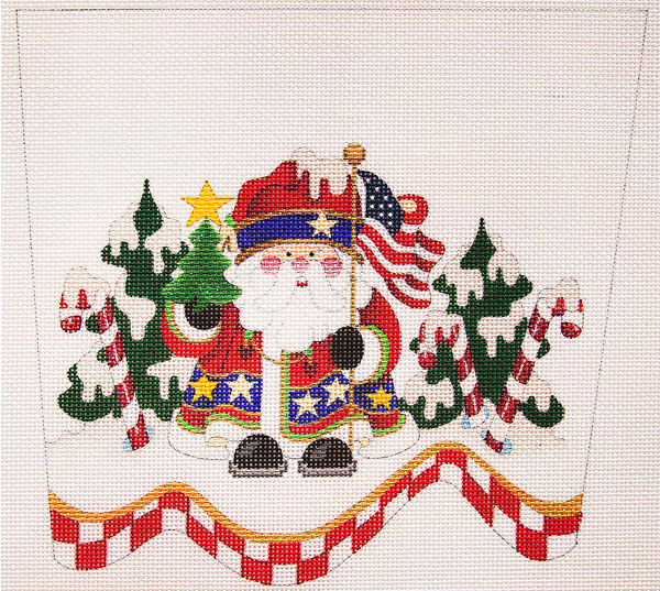 CSC58-18  Stocking Cuff Patriotic Santa