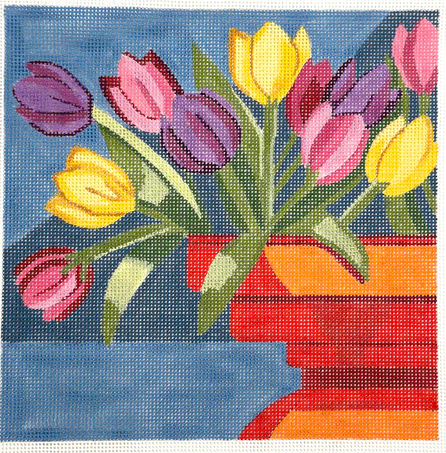 AP4724 Tulips in a Red Vase
