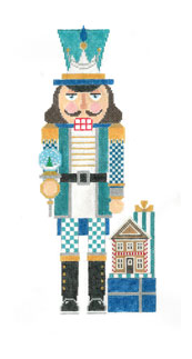 NC-10 Nutcracker - Teal Gingerbread Snowglobe