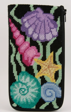 SZ381 Sea Shells Stitch N' Zip Eyeglass Case