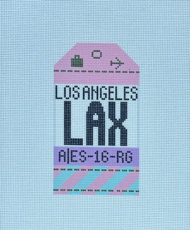 LAX Hedgie Needlepoint Luggage Tag- Los Angeles Airpot