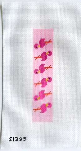 S1395 Pink Flamingos Key Fob/Bookmark Canvas