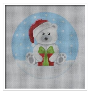 BB12 White Santa Bear with Present