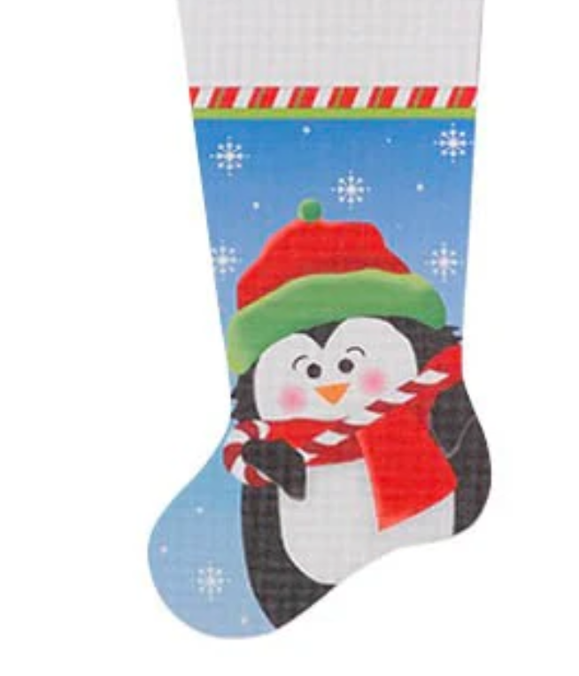 STK07 Candy cane Penguin Stocking