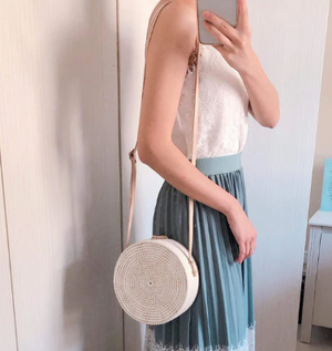 White Bali Round Rattan Cross Body