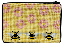 SZ643 Flowers and Bees Purse - Stitch N' Zip Cosmetic Purse