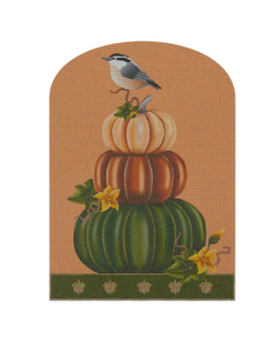 TOP04 Pumpkin Topiary with Nuthatch
