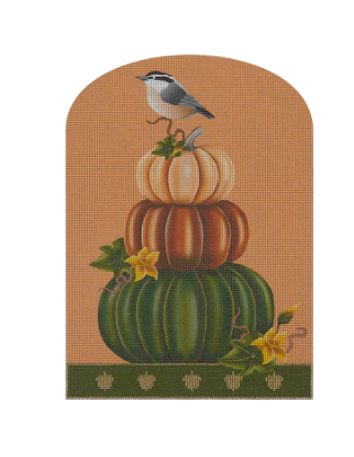 TOP04 Pumpkin Topiary with Nuthatch