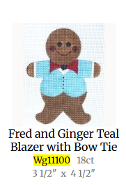 WG111000 Fred and Ginger Teal Blazer with Bow Tie Gingerbread Boys