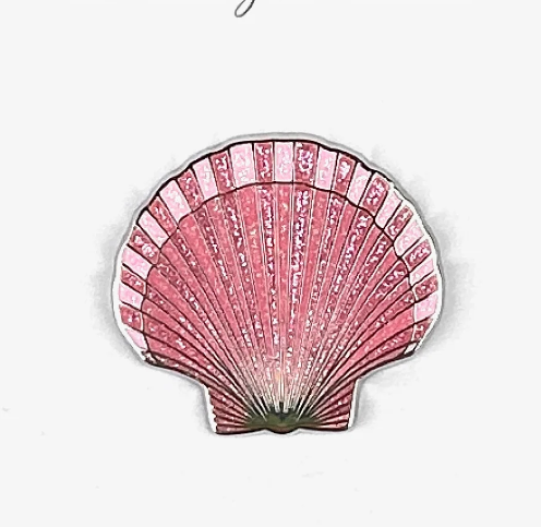 GGS-NM-014 - Pink Glitter Scallop Shell Needleminder