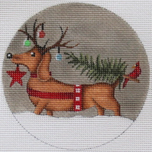 PLD-DS-1152O Doxon Reindeer Load Ornament 4" Round
