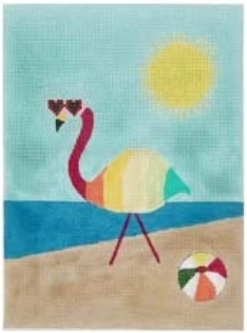AK-PL13 Beach Flamingos