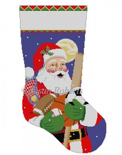 113 SR- Susan Roberts Santa with Sports Balls Stocking